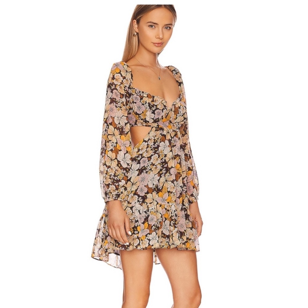 🔥 🔥 Summer Sale! Floral Long Sleeve Dress in Earth Tones - Picture 2 of 7
